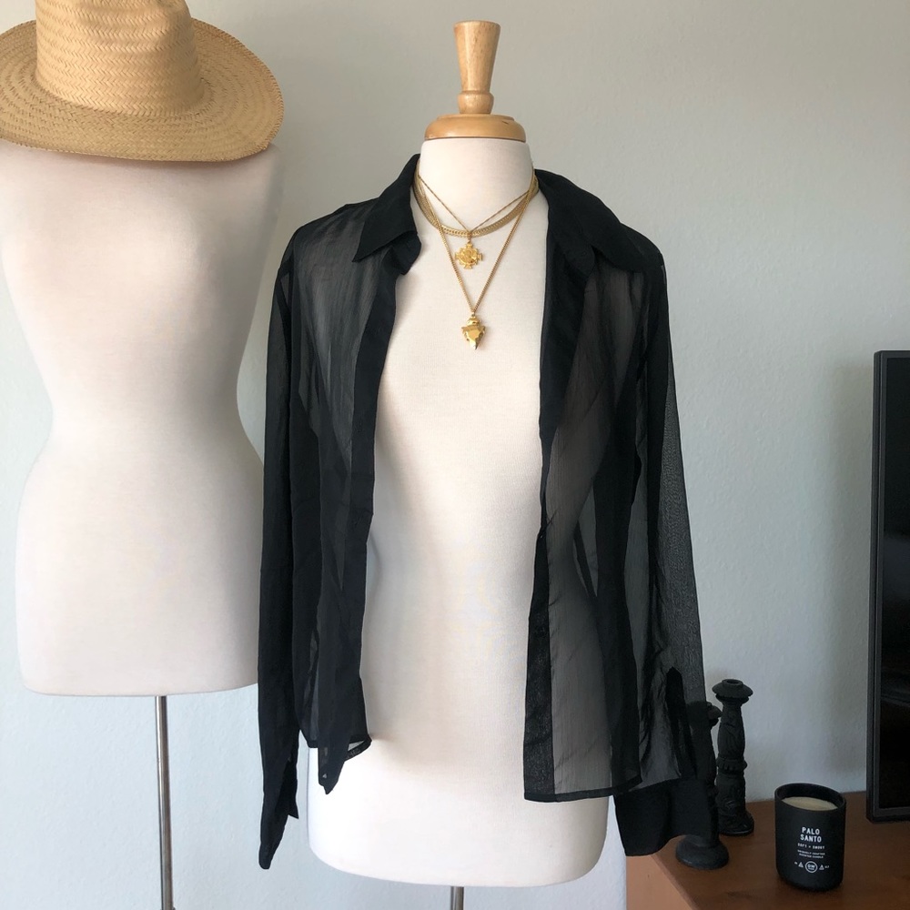 SOLD ❌ HANDMADE SHEER LONG SLEEVE BLOUSE - Picture 2 of 4